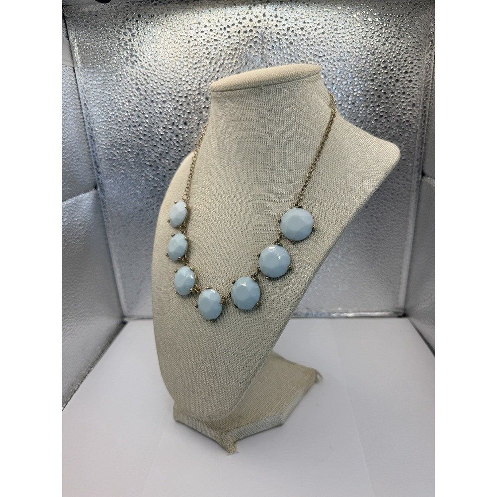 Necklace Light Blue Stone Beaded Chunky Statement Womens Jewelry  18"